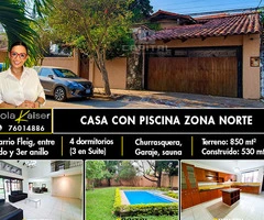 Casa con piscina y 4 dormitorios en alquiler, Zona Norte