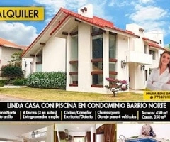 CASA CON PISCINA EN ALQUILER - CONDOMINIO BARRIO NORTE